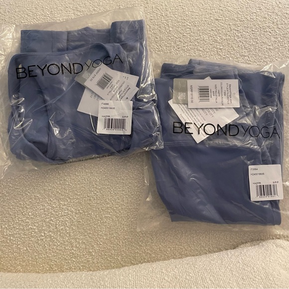 NWT Beyond Yoga Set: Powerbeyond Midi Legging Cropped Tank Hazy Peri Periwinkle - Picture 7 of 7